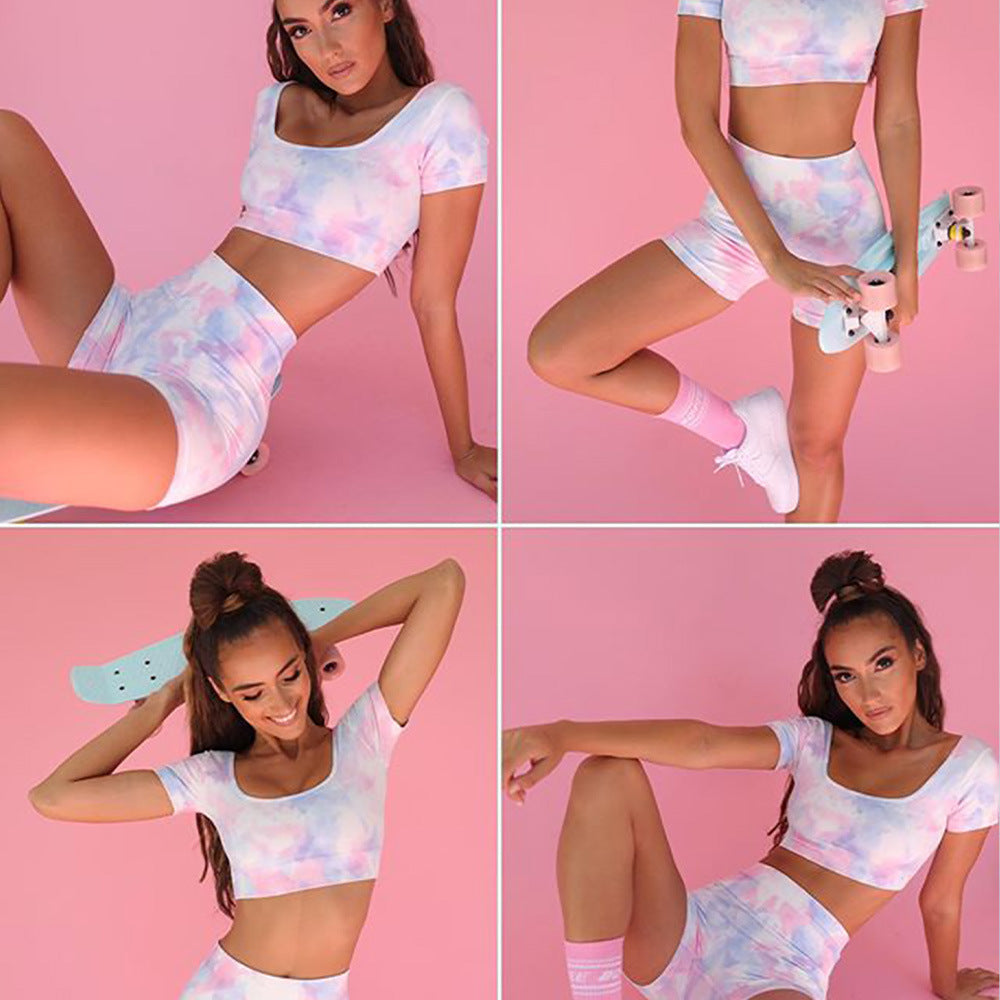 Digital Print Shorts Fitness Set