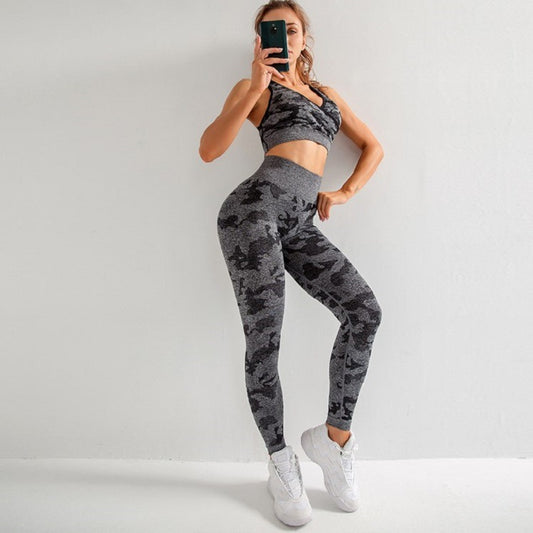 Printed Fitness Bra And Pants Set